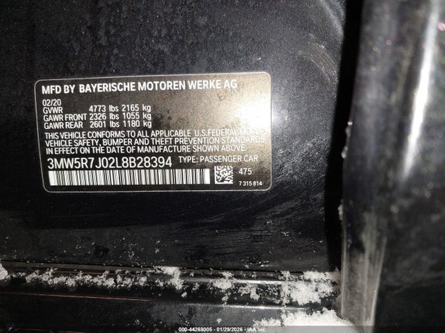 Продаж на аукціоні авто 2020 Bmw 330i Xdrive, vin: 3MW5R7J02L8B28394, номер лоту: 44268005
