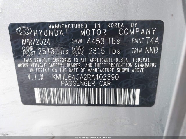 KMHL64JA2RA402390 Hyundai SONATA SEL