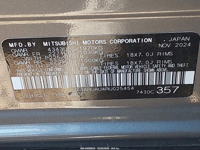2024 MITSUBISHI OUTLANDER SPORT JA4ARUAU4RU025454 Photo 8