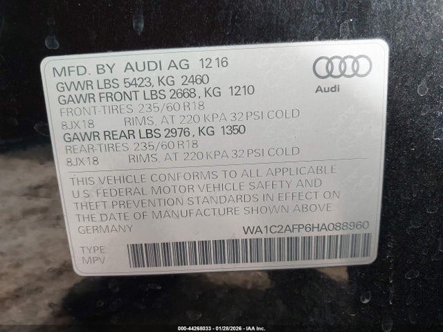 WA1C2AFP6HA088960 Audi Q5 2.0t Premium