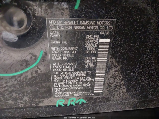 Nissan ROGUE SV 2018 KNMAT2MV0JP588407 Image 9