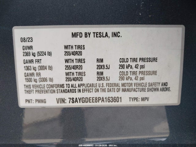 7SAYGDEE8PA163601 Tesla Model Y Awd/long Range Dual Motor All-wheel Drive