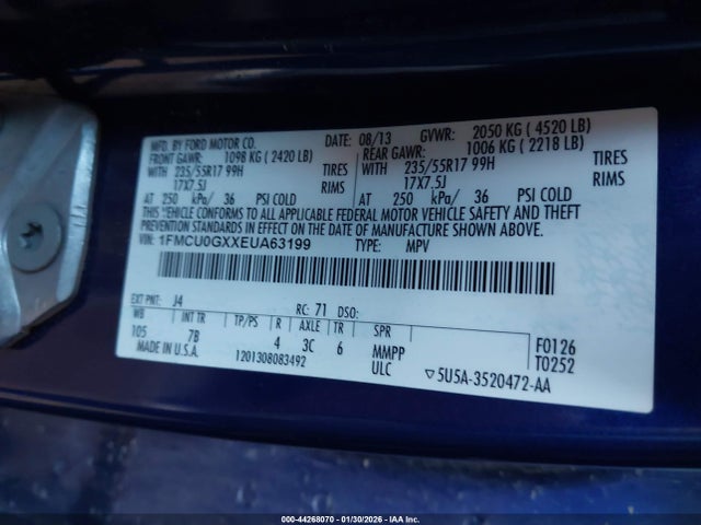 1FMCU0GXXEUA63199 Ford ESCAPE SE
