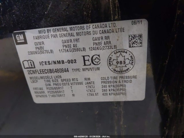 2011 CHEVROLET EQUINOX 2CNFLEEC6B6480844 Photo 8