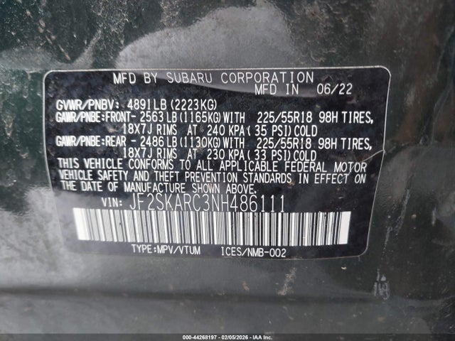 2022 SUBARU FORESTER JF2SKARC3NH486111 Photo 8
