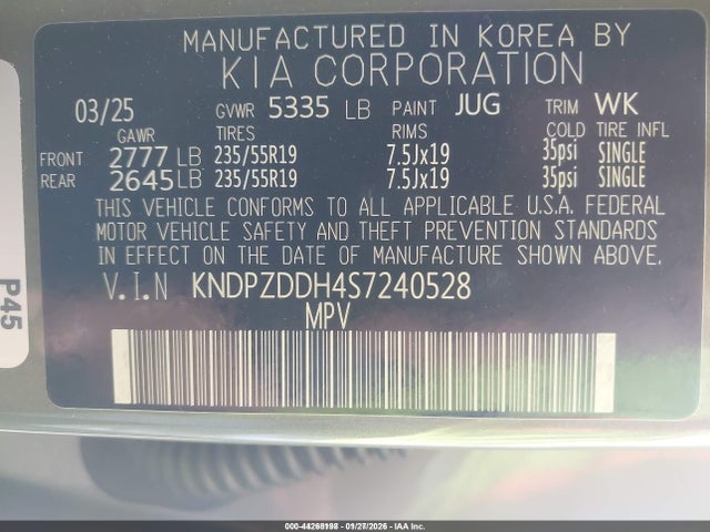 Продажа на аукционе авто 2025 Kia Sportage Plug-in Hybrid X-line Prestige, vin: KNDPZDDH4S7240528, номер лота: 44268198