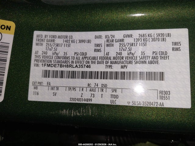1FMDE7BH8RLA35746 Ford Bronco Big Bend