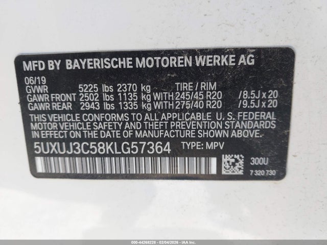 5UXUJ3C58KLG57364 BMW X4 Xdrive30i