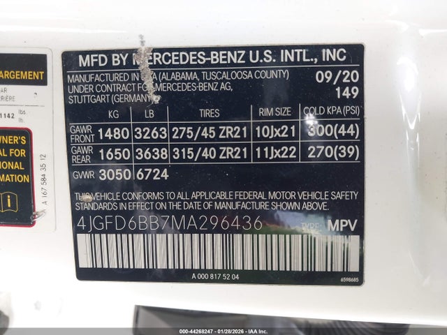 4JGFD6BB7MA296436 Mercedes-Benz Amg Gle 53 Coupe 4matic