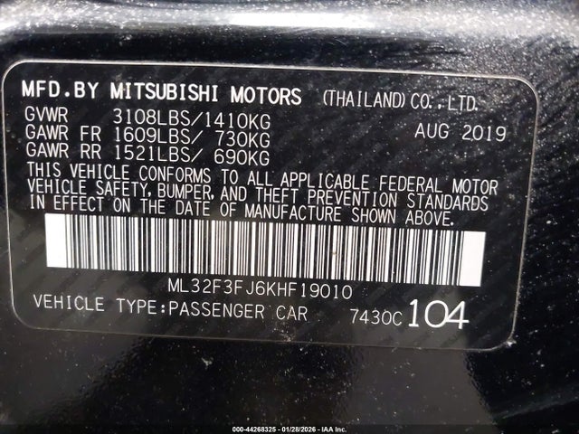 2019 MITSUBISHI MIRAGE G4 ML32F3FJ6KHF19010 Photo 8