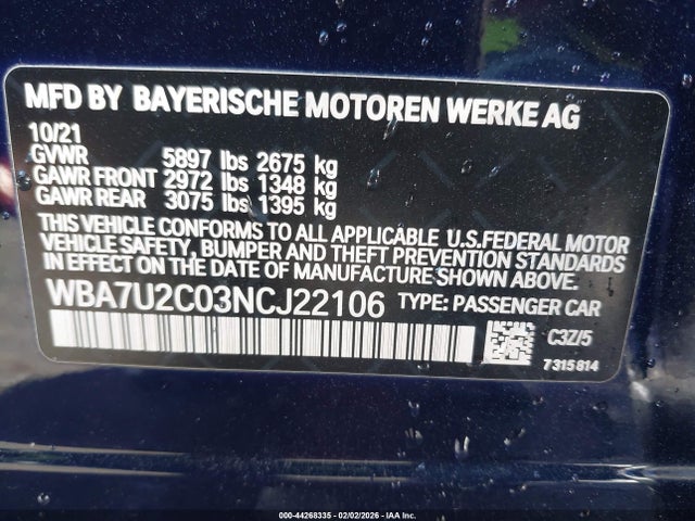 2022 BMW 750 WBA7U2C03NCJ22106 Photo 8