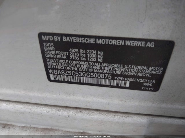 2016 BMW 328I GRAN TURISMO WBA8Z5C53GG500875 Photo 8