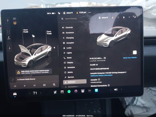2025 Tesla Model 3 Long Range Rear-wheel Drive/standard Rear-wheel Drive მანქანა იყიდება აუქციონზე, vin: 5YJ3E1EA2SF026433, აუქციონის ნომერი: 44268350