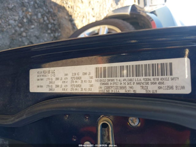 RAM 1500 Longhorn Limited 2016 1C6RR7PT1GS190905 Image 9