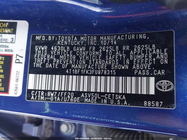 Toyota CAMRY SE 2015 4T1BF1FK3FU878315 Image 9