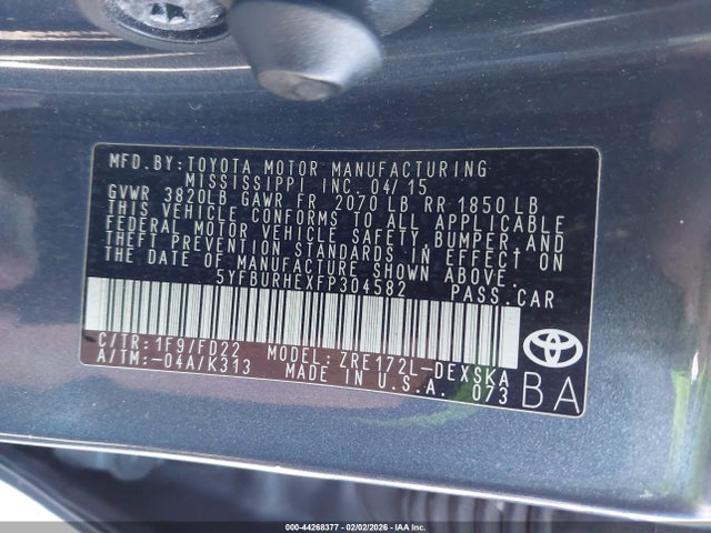 Toyota Corolla S Plus 2015 5YFBURHEXFP304582 Image 9
