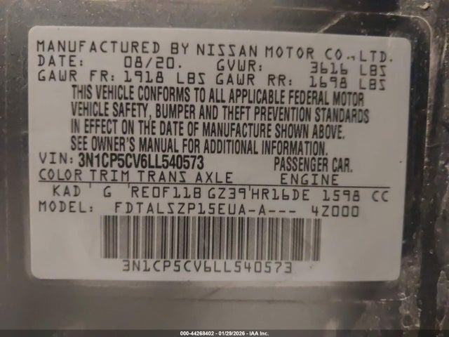 Nissan Kicks Sv Xtronic Cvt 2020 3N1CP5CV6LL540573 Image 9