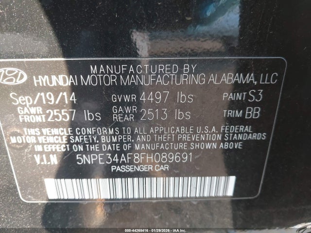 5NPE34AF8FH089691 Hyundai Sonata Sport