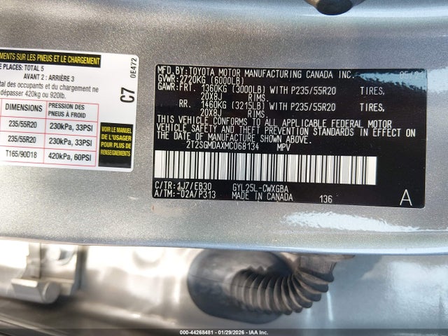 Aukcja sprzedaży 2021 Lexus Rx 450h F Sport Appearance, vin: 2T2SGMDAXMC068134, numer aukcji: 44268481