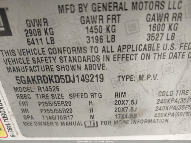 Aukcja sprzedaży 2013 Buick Enclave Premium, vin: 5GAKRDKD5DJ149219, numer aukcji: 44268523