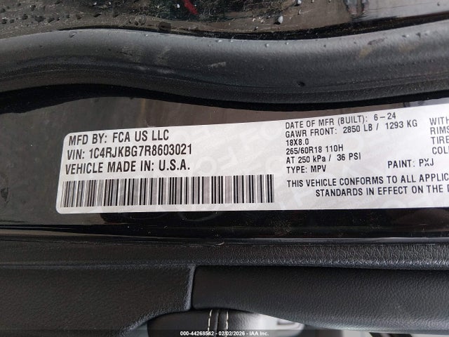 1C4RJKBG7R8603021 Jeep Grand Cherokee L Limited 4x4