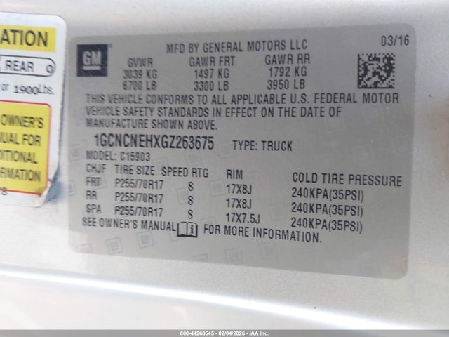 1GCNCNEHXGZ263675 Chevrolet Silverado 1500 Wt