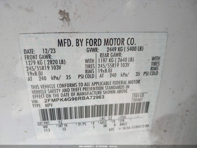 2FMPK4G96RBA72963 Ford EDGE SE
