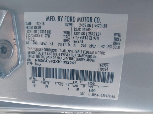 Ford Transit Connect Xlt 2019 NM0GE9F2XK1392041 Image 9