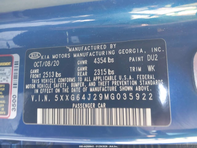 5XXG64J29MG035922 KIA K5 Gt-line