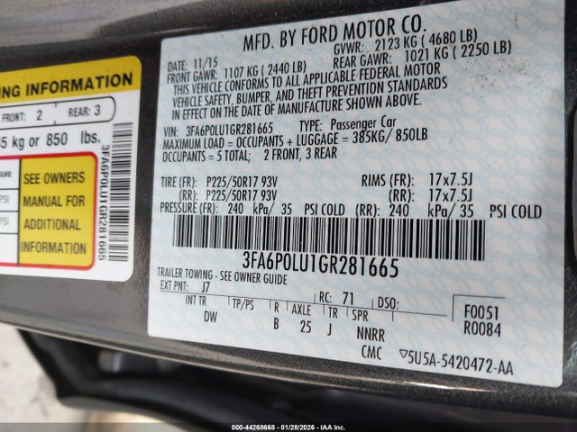 Ford Fusion Hybrid Se 2016 3FA6P0LU1GR281665 Image 9