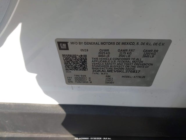 3GKALMEV6KL376817 GMC Terrain Sle