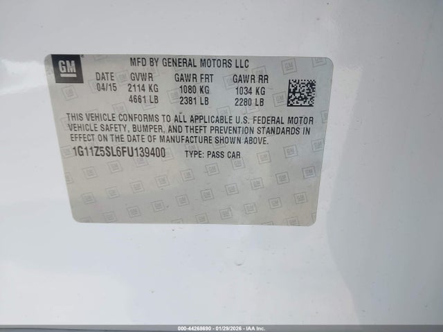 1G11Z5SL6FU139400 Chevrolet IMPALA LS