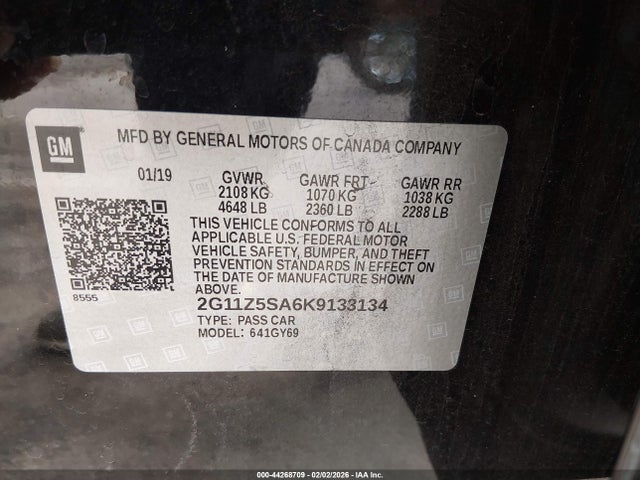 2G11Z5SA6K9133134 Chevrolet IMPALA LT