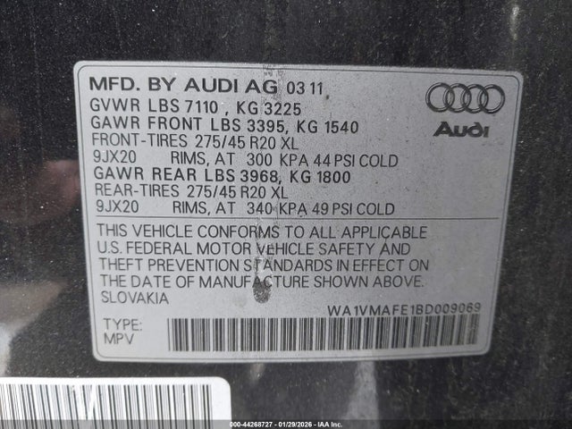 2011 AUDI Q7 WA1VMAFE1BD009069 Photo 8