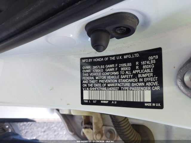 SHHFK7H44LU405027 Honda Civic Sport
