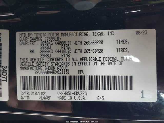 2024 TOYOTA SEQUOIA 7SVAAABA4RX021151 Photo 8