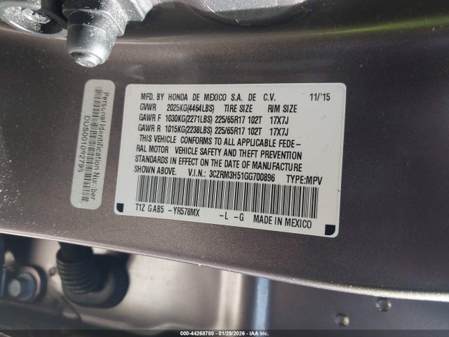 3CZRM3H51GG700896 Honda CR-V EX