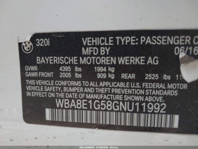2016 BMW 320I WBA8E1G58GNU11992 Photo 8