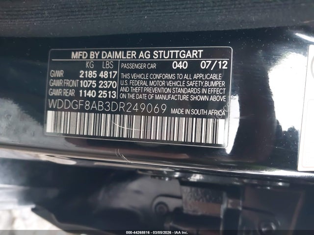 Aukcja sprzedaży 2013 Mercedes-benz C 300 Sport 4matic, vin: WDDGF8AB3DR249069, numer aukcji: 44268816