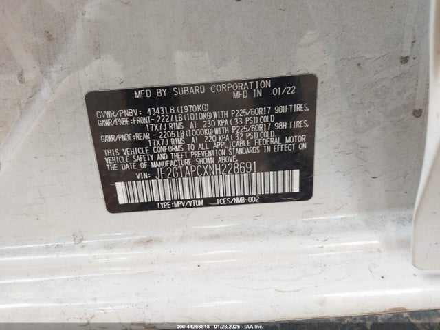 JF2GTAPCXNH228691 Subaru Crosstrek Premium