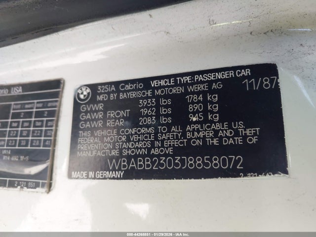 1988 BMW 325 WBABB2303J8858072 Photo 8