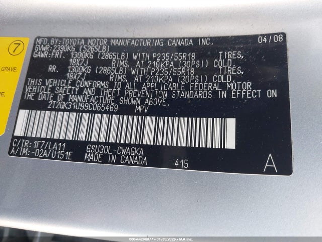 2009 LEXUS RX 350 2T2GK31U99C065469 Photo 8