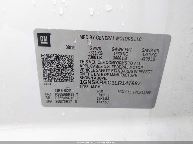 1GNSKBKC1LR141687 Chevrolet Tahoe 4wd Lt