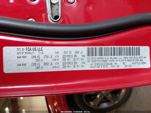 3C4PDDGG1GT244184 Dodge Journey Crossroad Plus