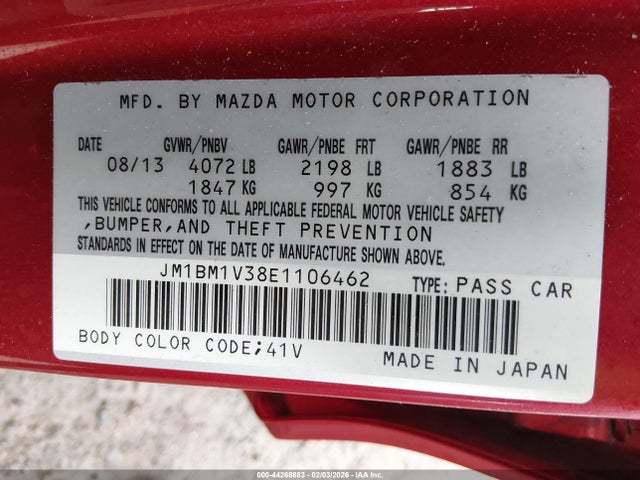 JM1BM1V38E1106462 Mazda Mazda3 S Touring