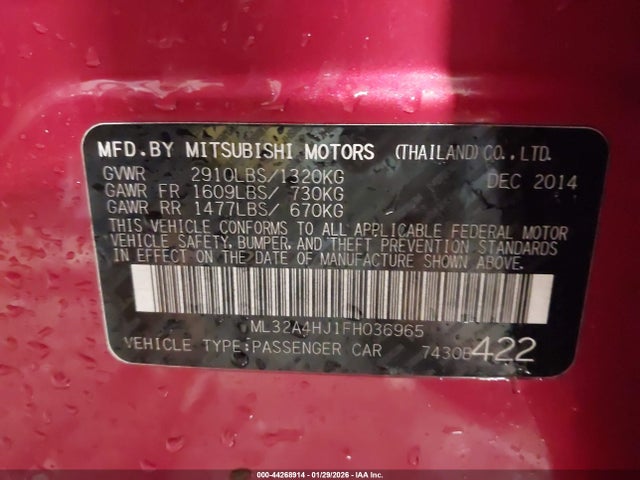 2015 MITSUBISHI MIRAGE ML32A4HJ1FH036965 Photo 8