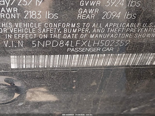 5NPD84LFXLH502359 Hyundai Elantra Limited