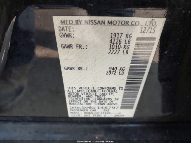 1N4AL3AP8GC146797 Nissan Altima 2.5 Sv