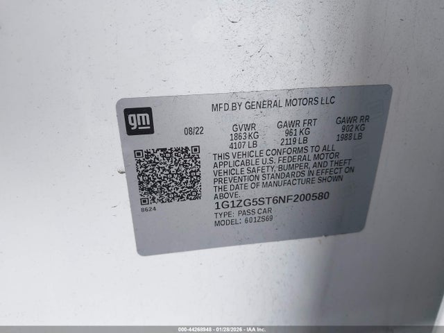1G1ZG5ST6NF200580 Chevrolet Malibu Fwd Rs