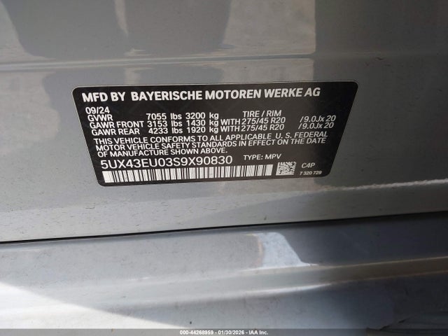 5UX43EU03S9X90830 BMW X5 Phev Xdrive50e